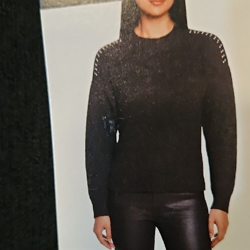 Express Black Crewneck Sweater with Shoulder Studs